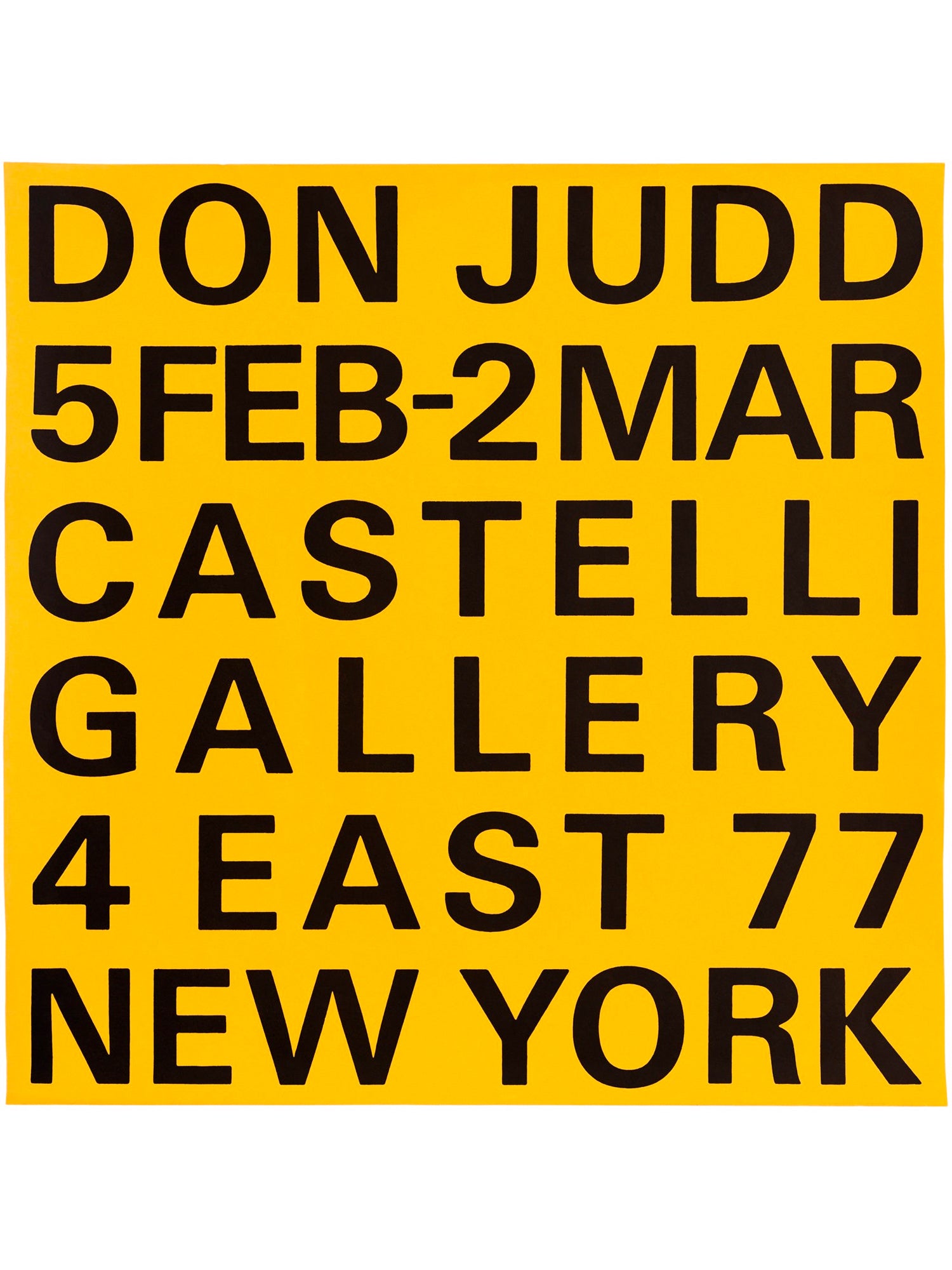 Donald Judd - Leo Castelli Gallery – 1966 Exhibition Poster
