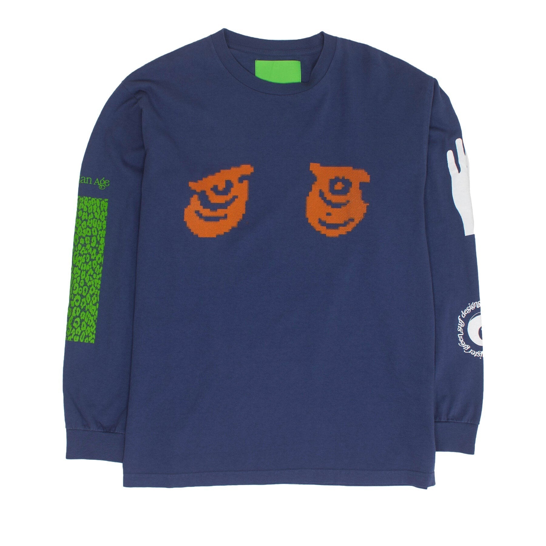 Aquarian Collage L/S Tee - Washed Navy-Mister Green-Mister Green